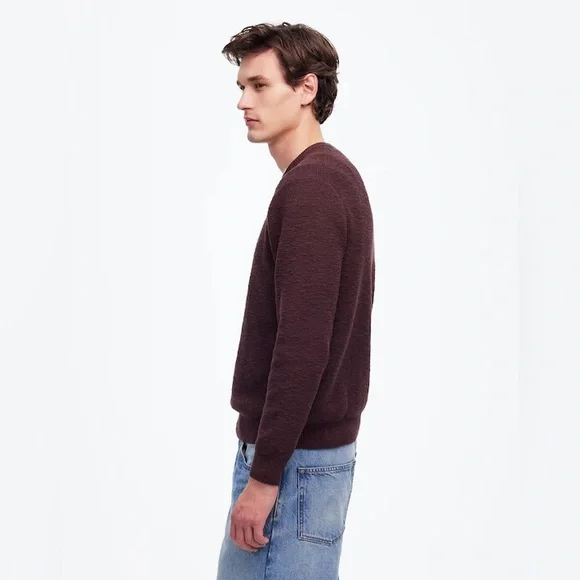 NWOT Madewell Men's Waffle-Knit Crewneck Sweater - Burgundy Brown Raisin Medium